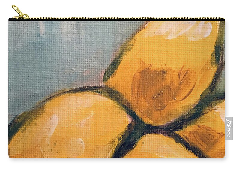 Lemon Zip Pouch featuring the painting Lemons from Heaven by Roxy Rich
