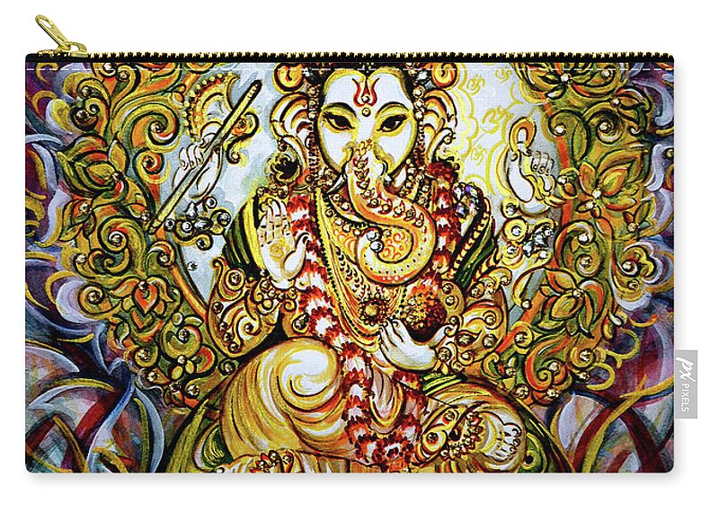 Ganesha Zip Pouch featuring the painting Lord Ganesha #1 by Harsh Malik