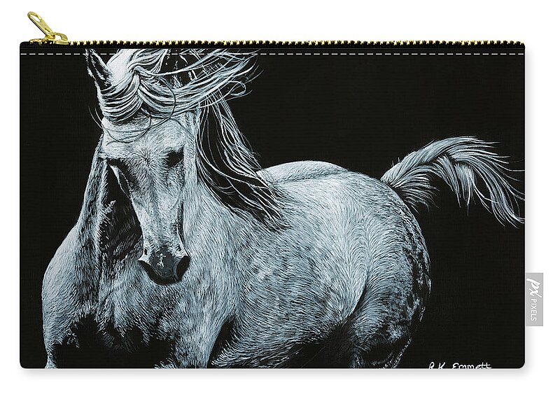 Horse Zip Pouch featuring the painting Majestic #1 by Rachel Emmett