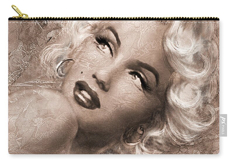 Marilyn Monroe Zip Pouch featuring the painting Marilyn Danella Ice Q Sepia by Theo Danella