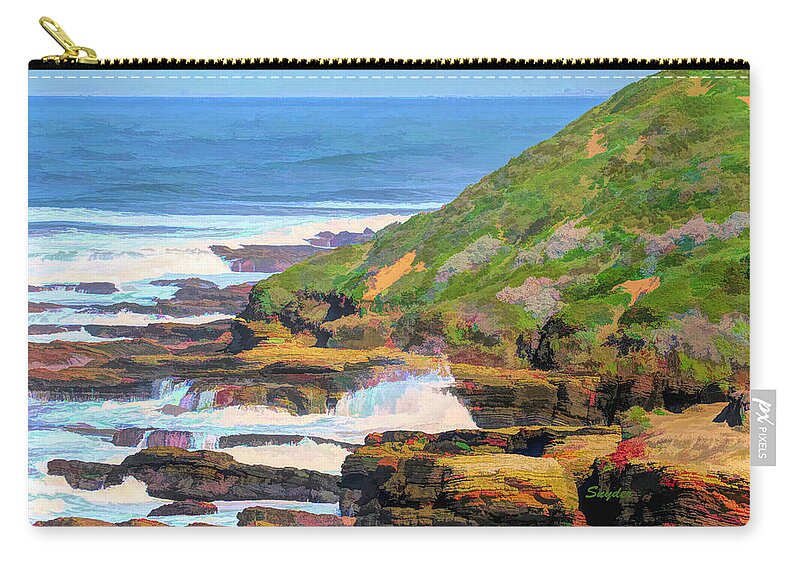  Zip Pouch featuring the photograph Montana de Oro Seascape Color Abstract #2 by Barbara Snyder