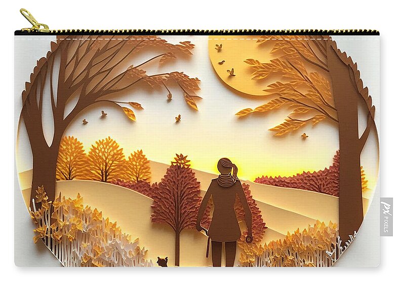 Morning Walk - Quilling Carry-all Pouch featuring the mixed media Morning Walk - Quilling by Jay Schankman