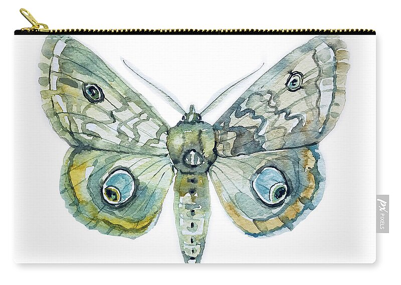 Facemask Zip Pouch featuring the painting Moth by Luisa Millicent