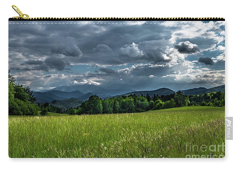 Alps Alpine Zip Pouch featuring the photograph Mountains Of Alps And Rural Landscape In Austria by Andreas Berthold