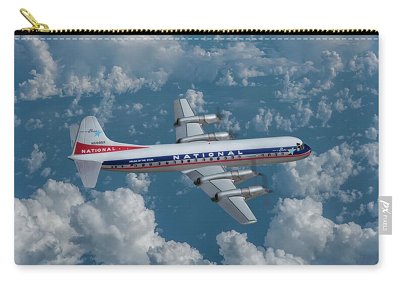 National Airlines Zip Pouch featuring the digital art National Airlines Lockheed Electra by Erik Simonsen
