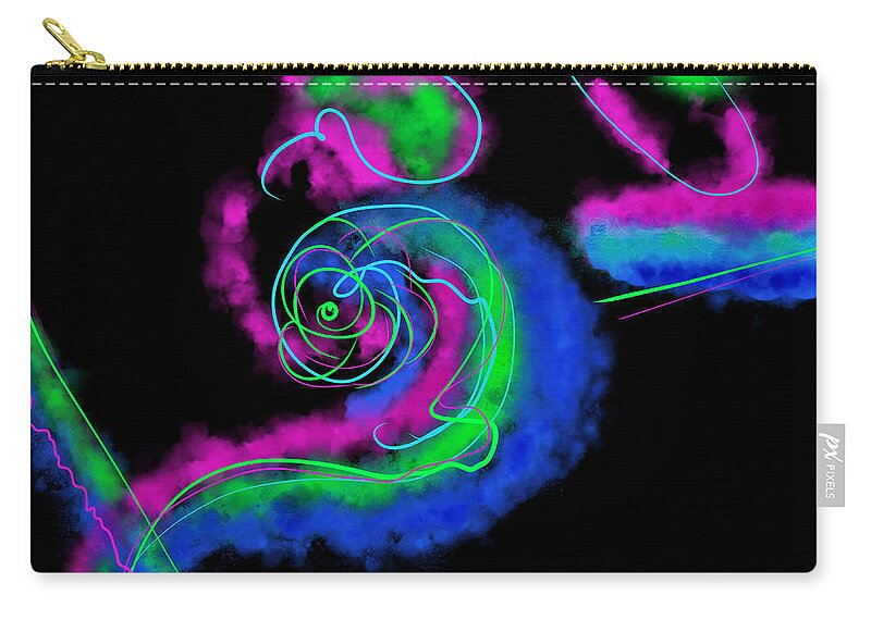 Neon Lights Zip Pouch featuring the digital art Neon Nights #1 by Amber Lasche