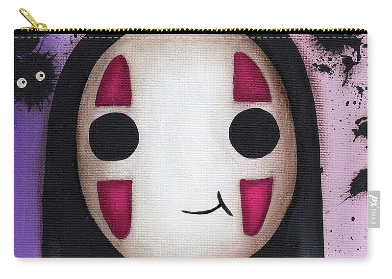 No Face Carry-all Pouch featuring the painting No Face with a heart by Abril Andrade