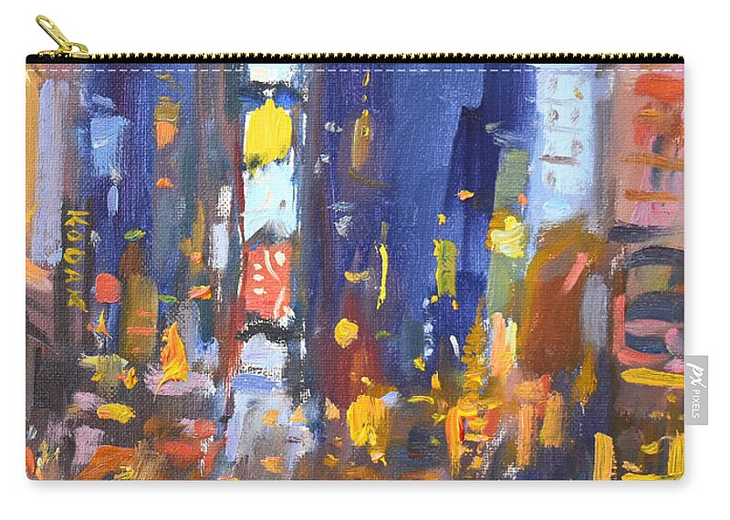 Nyc Zip Pouch featuring the painting NYC Times Square #1 by Ylli Haruni