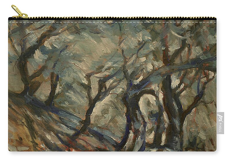 Olive Grove Zip Pouch featuring the painting Olive grove #1 by Nop Briex