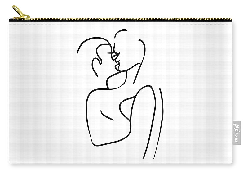 One Line Drawing Set, Minimalist Couple Kissing, Couple Kiss Illustration,  Romantic Wall Art, No 02 Greeting Card by Mounir Khalfouf