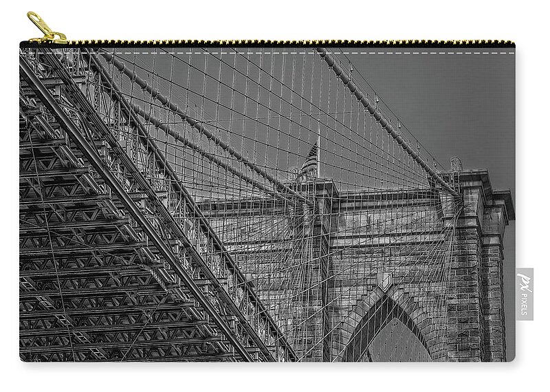 Brooklyn Bridge Zip Pouch featuring the photograph Over and Under Brooklyn Bridge #1 by Susan Candelario
