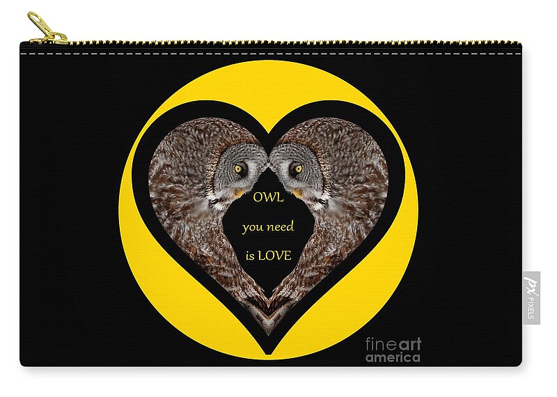 Colorful Owls Zip Pouch featuring the digital art Owl you need is love #1 by Heather King