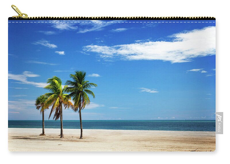 Color Zip Pouch featuring the photograph Palms on the Beach #1 by Alan Hausenflock