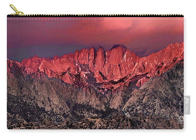 Dave Welling Zip Pouch featuring the photograph Panoramic Sunrise Storm Alabama Hills Californiama Hills California #1 by Dave Welling