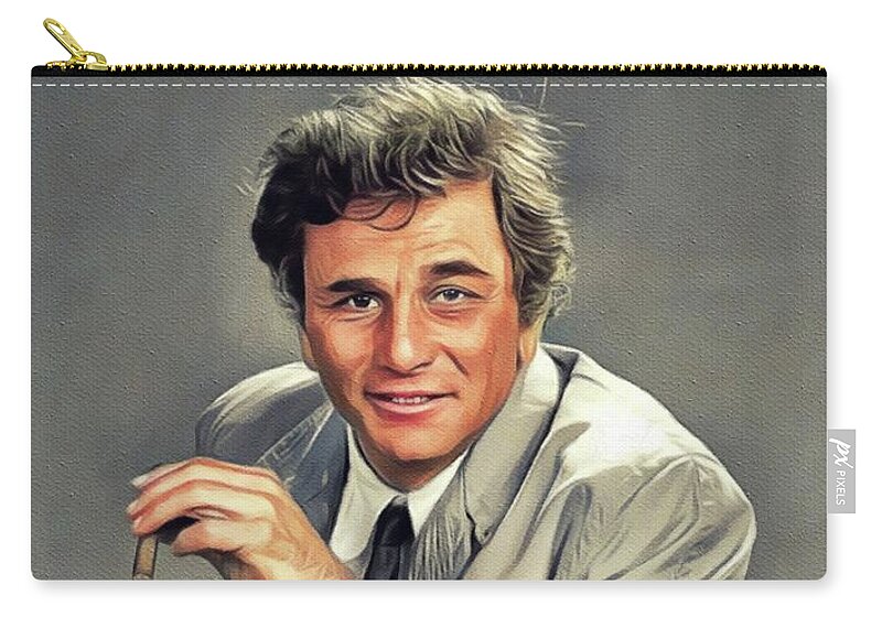 Peter Zip Pouch featuring the painting Peter Falk, Actor #1 by Esoterica Art Agency