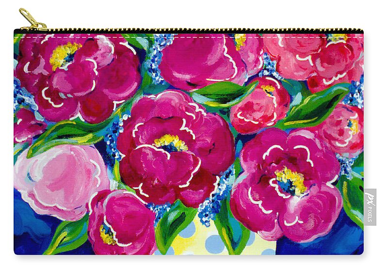 Floral Carry-all Pouch featuring the painting Polka Dot Bouquet by Beth Ann Scott