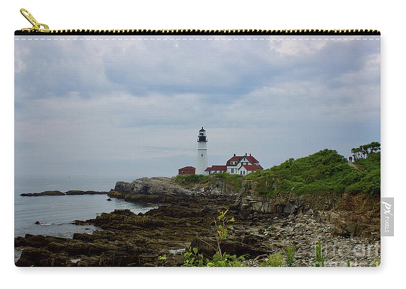  Zip Pouch featuring the pyrography Portland Headlight #1 by Annamaria Frost