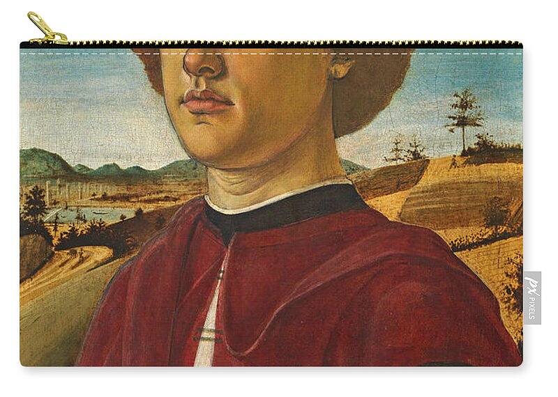 Biagio D'antonio Zip Pouch featuring the painting Portrait of a Young Man #2 by Biagio d'Antonio