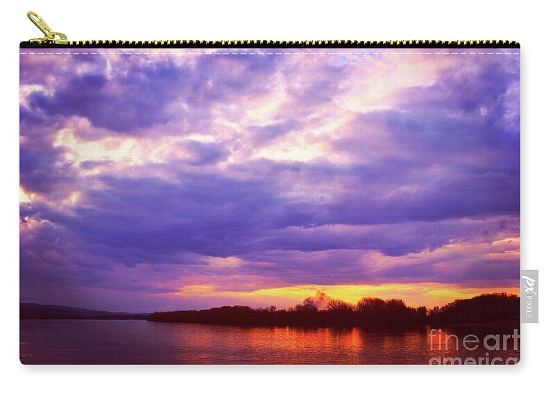 Sunset Magic Zip Pouch featuring the photograph Purple Clouds of The Sunset #1 by Leonida Arte