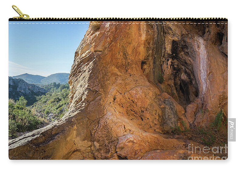 Mountains Zip Pouch featuring the photograph Red-brown rock formation 3. Abstract mountain beauty by Adriana Mueller