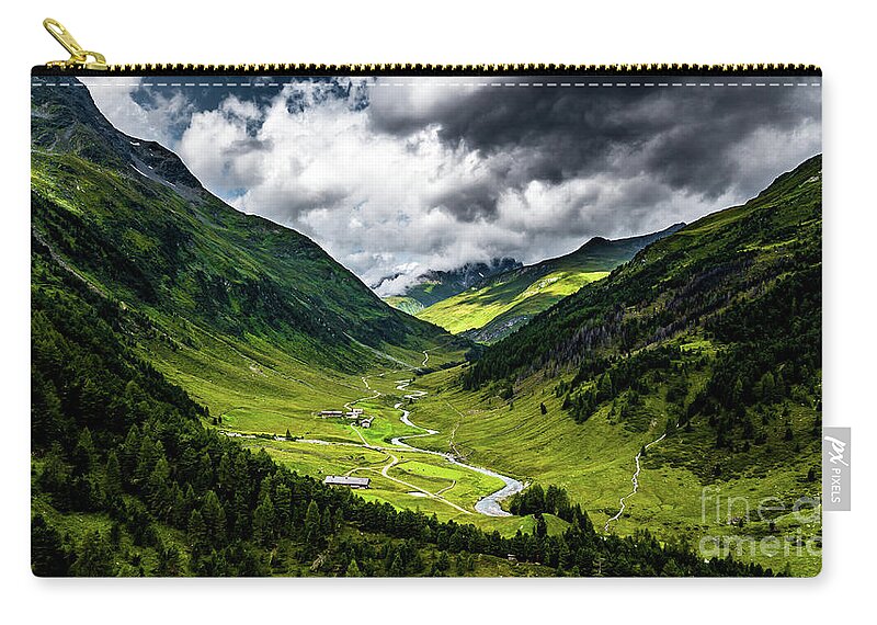 Abandoned Zip Pouch featuring the photograph Remote Chapel In Rural Landscape At Mountain Grossvenediger In Tirol In Austria #1 by Andreas Berthold