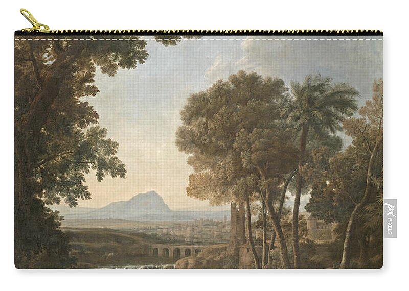 Claude Lorrain Zip Pouch featuring the painting Rest on the Flight into Egypt #1 by Claude Lorrain