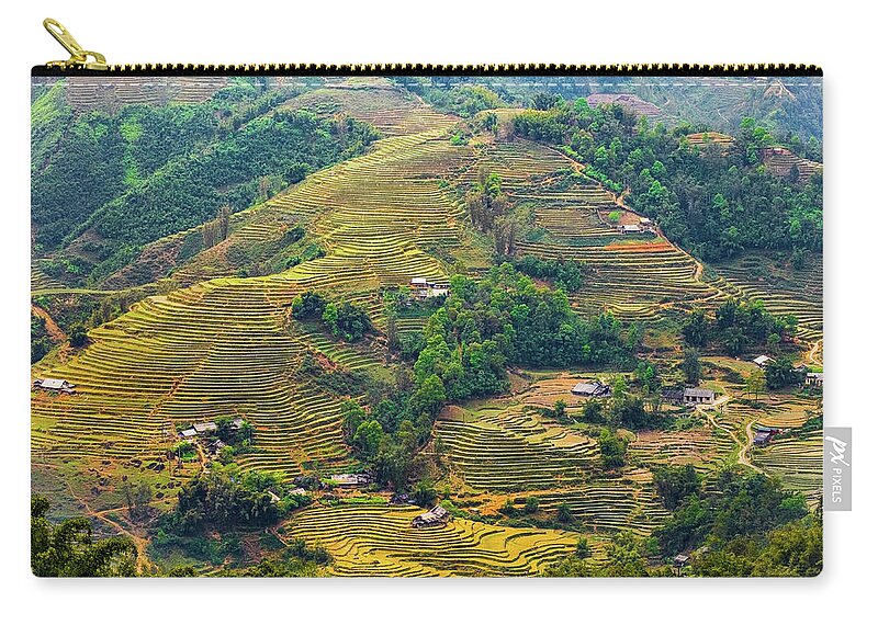 Black Carry-all Pouch featuring the photograph Rice Terraces in Sapa by Arj Munoz