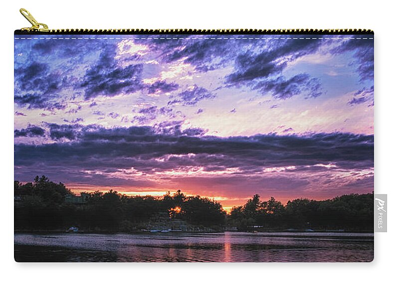 Singleton Photography Zip Pouch featuring the photograph River Sunset #1 by Tom Singleton