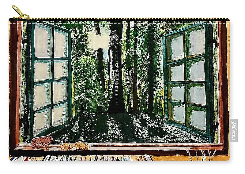 Window Zip Pouch featuring the painting Room with a View #1 by Amy Kuenzie