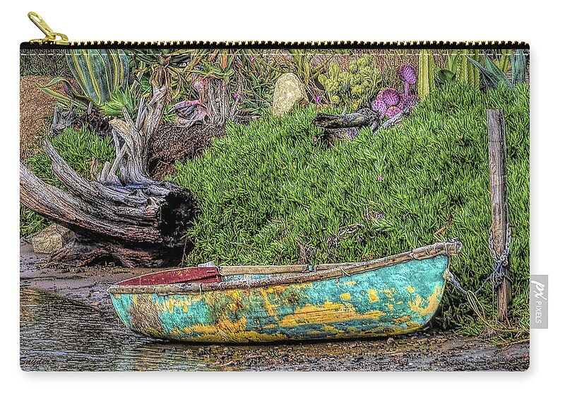 Row Boat Zip Pouch featuring the photograph Row Boat Baywood Park Detail #1 by Barbara Snyder