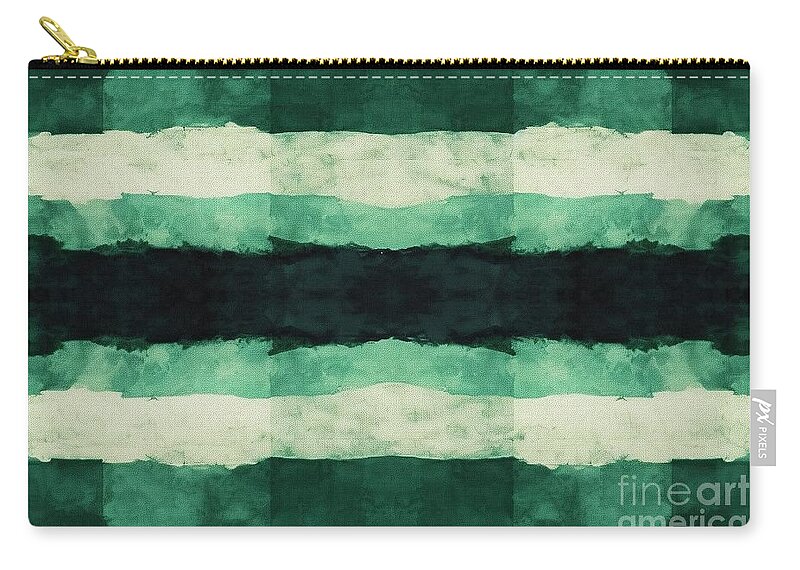 Seamless Zip Pouch featuring the painting Seamless Painted Thick Horizontal Lines Textile Texture Background Tileable Artistic Vintage Green Acrylic Paint Hand Drawn Flag Stripes Surface Pattern Fashion And Interior Design 3d Rendering #1 by N Akkash
