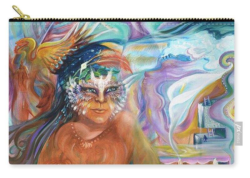 Face Mask Zip Pouch featuring the painting Shape Shifter #1 by Sofanya White