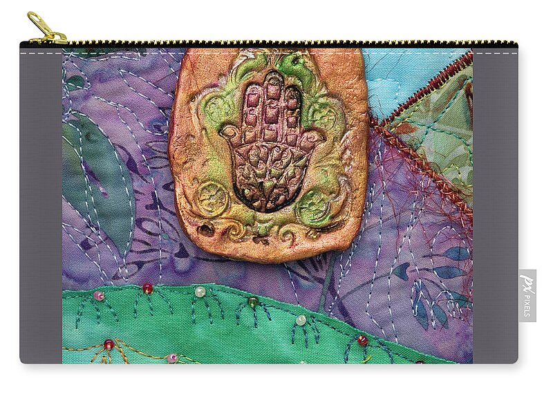 Shrine To Land And Sky Carry-all Pouch featuring the mixed media Shrine to Land and Sky D by Vivian Aumond