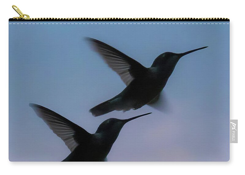 Silhouette Of Hummingbirds Zip Pouch featuring the photograph Silhouette of Hummingbirds #1 by Sandra J's
