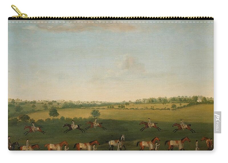 Francis Sartorius Zip Pouch featuring the painting Sir Charles Warre Malet's String of Racehorses at Exercise by Francis Sartorius