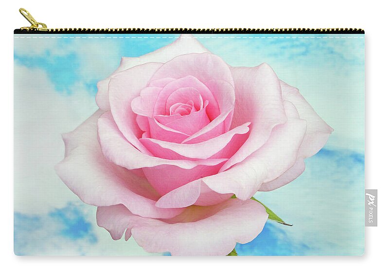 Roses Zip Pouch featuring the photograph Sky Pink Rose #1 by Terence Davis