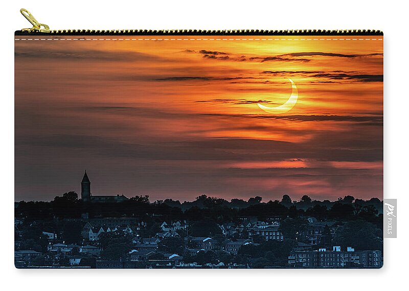 New York Zip Pouch featuring the photograph Solar eclipse over Yonkers by Kevin Suttlehan