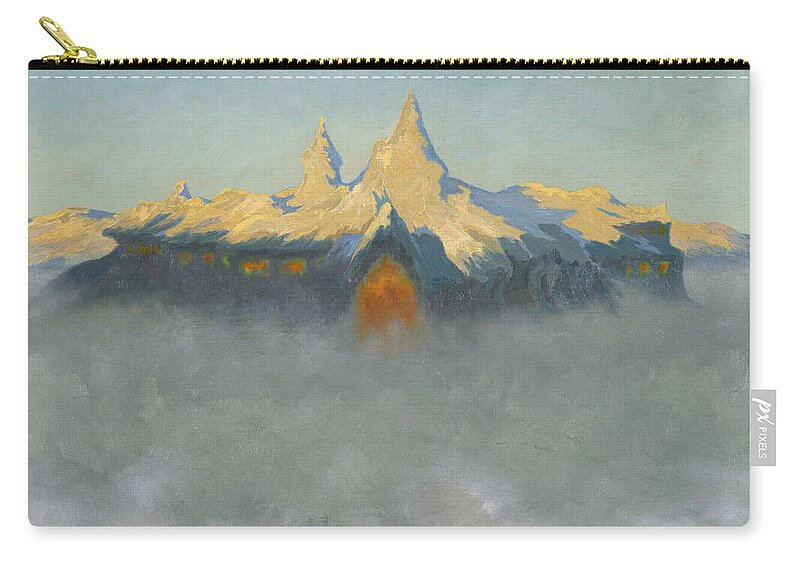 Theodor Kittelsen Zip Pouch featuring the painting Soria Moria Palace #1 by Theodor Kittelsen