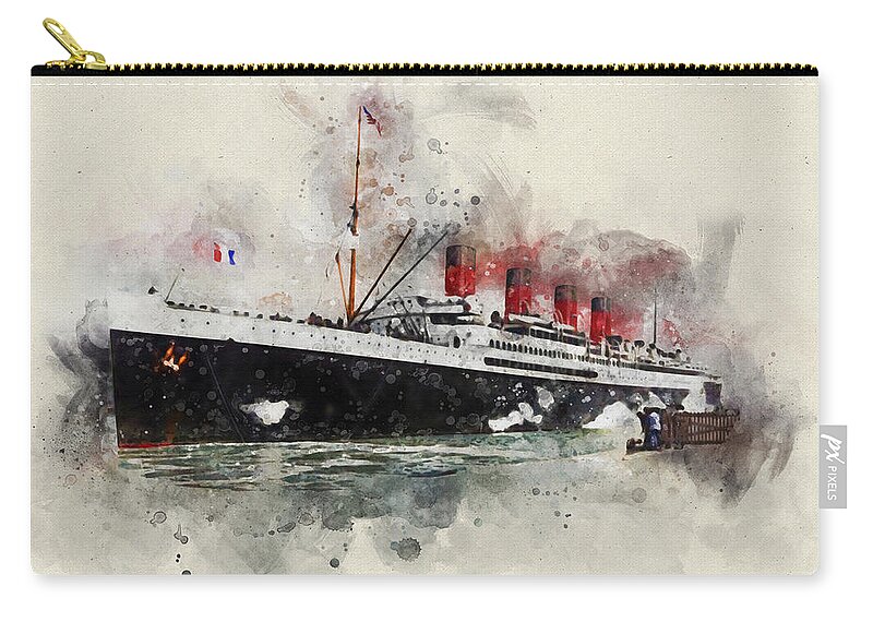 Steamer Carry-all Pouch featuring the digital art S.S. France 1910 by Geir Rosset