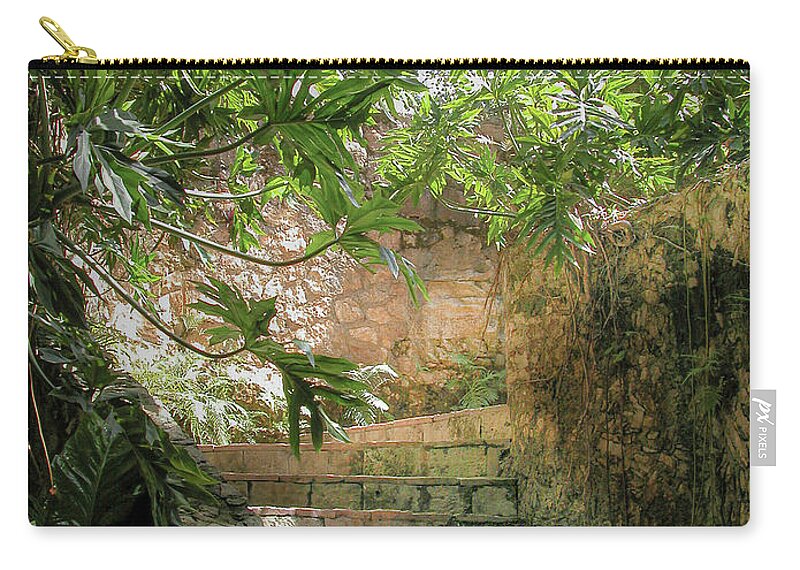 Chichen Itza Carry-all Pouch featuring the photograph Steps near cenote - Chichen Itza by Frank Mari