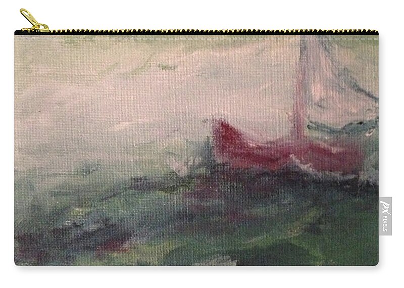 Impressionism Zip Pouch featuring the painting Stormy Sailboat by Roxy Rich