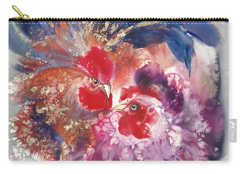 Watercolor Zip Pouch featuring the painting Sun Birds 4 #1 by Tatyana Ponomareva