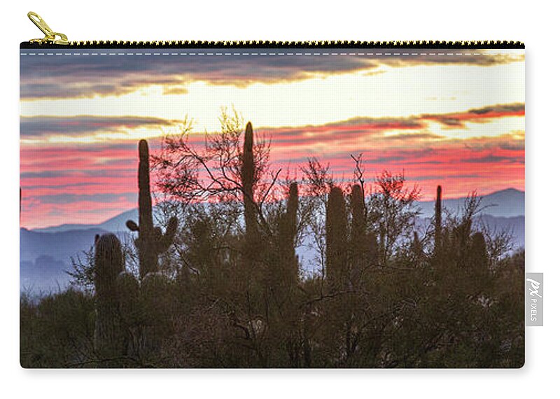  Landscape Zip Pouch featuring the photograph Sunrise - Saguaro National Park #1 by William Rainey