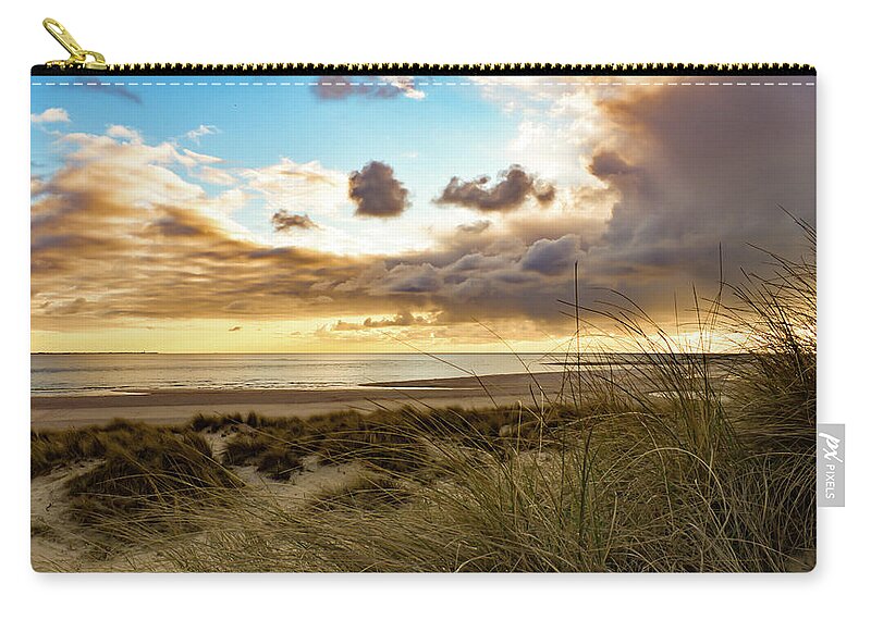Beach Zip Pouch featuring the photograph Sunset beach Northsea #1 by Marjolein Van Middelkoop
