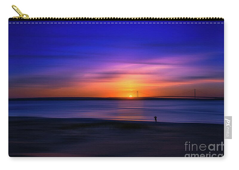 2020 Zip Pouch featuring the mixed media Sunset by the Bridge #1 by Stef Ko