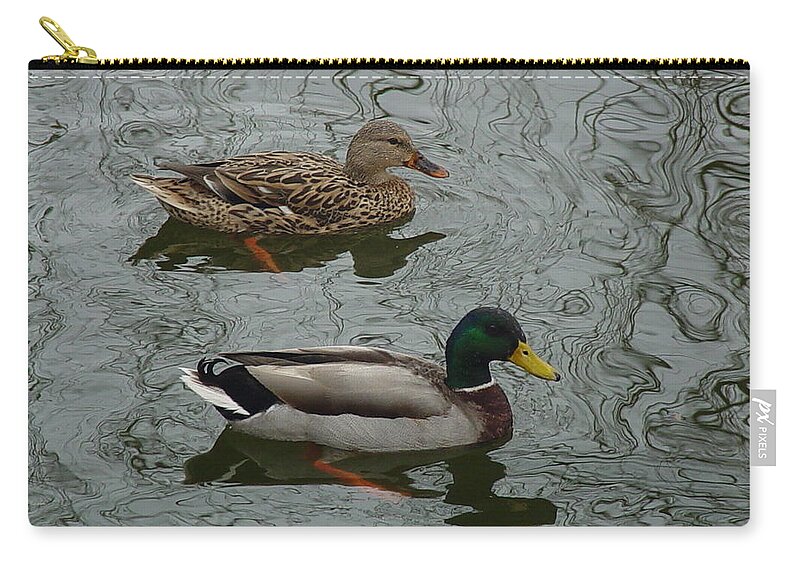 Mallards Zip Pouch featuring the photograph Swimming Mallards Photo by Pour Your heART Out Artworks