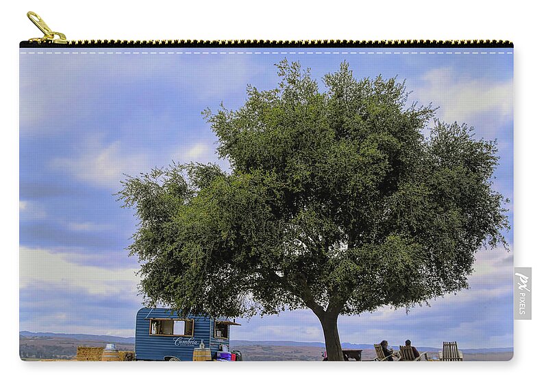 Oak Tree Zip Pouch featuring the photograph Tasting Under the Oak Tree at Cambria Winery #1 by Barbara Snyder