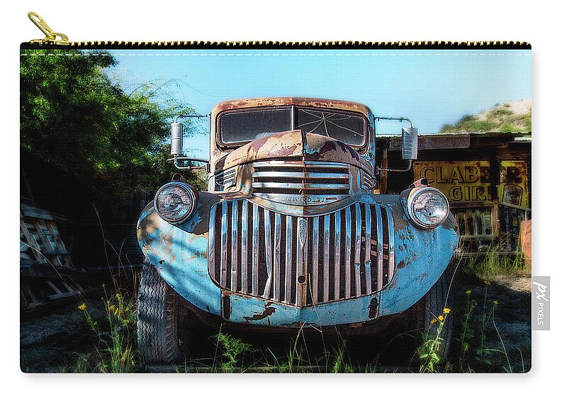 Vintage Truck Zip Pouch featuring the photograph Teeth and Rust by Carmen Kern