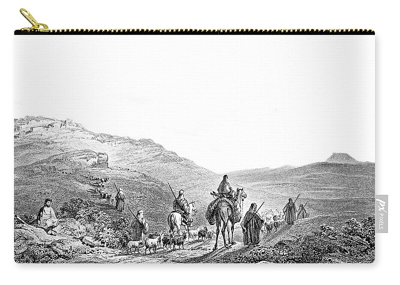 Tekoa Zip Pouch featuring the photograph Tekoa and Herodion in 1847 #1 by Munir Alawi