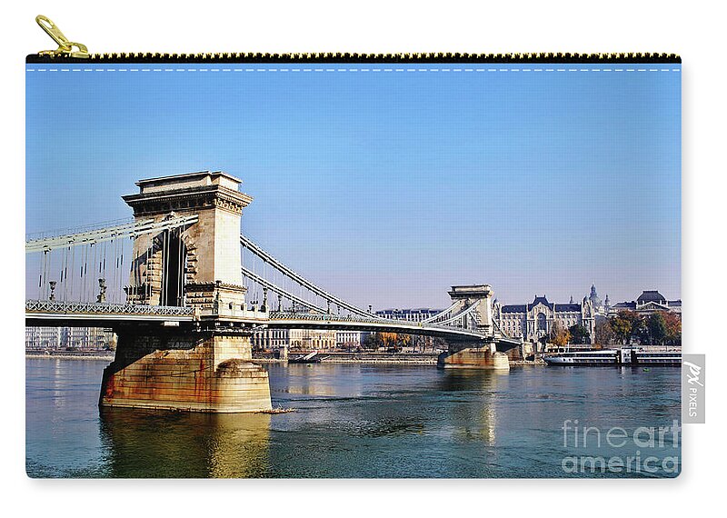 Budapest Zip Pouch featuring the photograph The Chain Bridge in Budapest #1 by Jelena Jovanovic